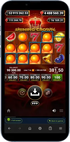 Shining Crown Gewinn 381 Euro