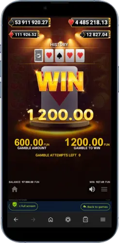 Shining Crown Kartenspiel Gewinn 1200